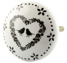 Birds In Heart Ceramic Flat Knobs